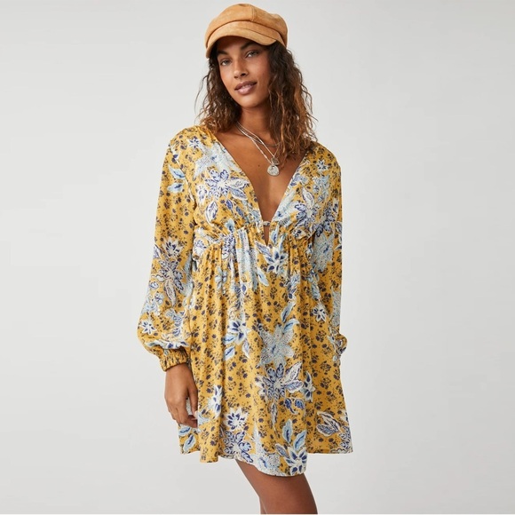 NWT - Free People - Soli Mini Dress - Golden Hour Combo - Picture 1 of 16